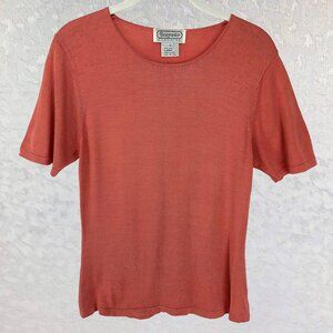 Bridgewater Classics Rust Color 100% Silk Pullover Short Sleeve Top
